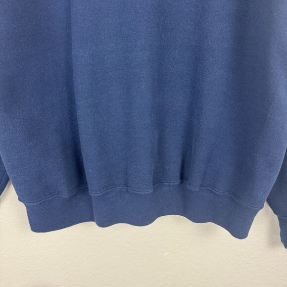 Vintage 90s Jerzees Embroidered Nautical Anchor Sweatshirt Cardigan Navy Blue OS - Picture 12 of 16